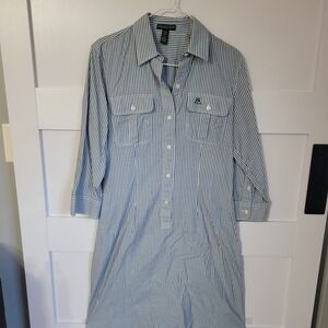 Ralph Lauren Blue Pinstripe Long Sleeve Dress